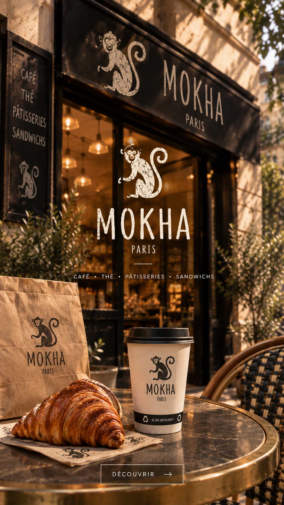 Visuel Mokha Paris avec café et croissant à emporter